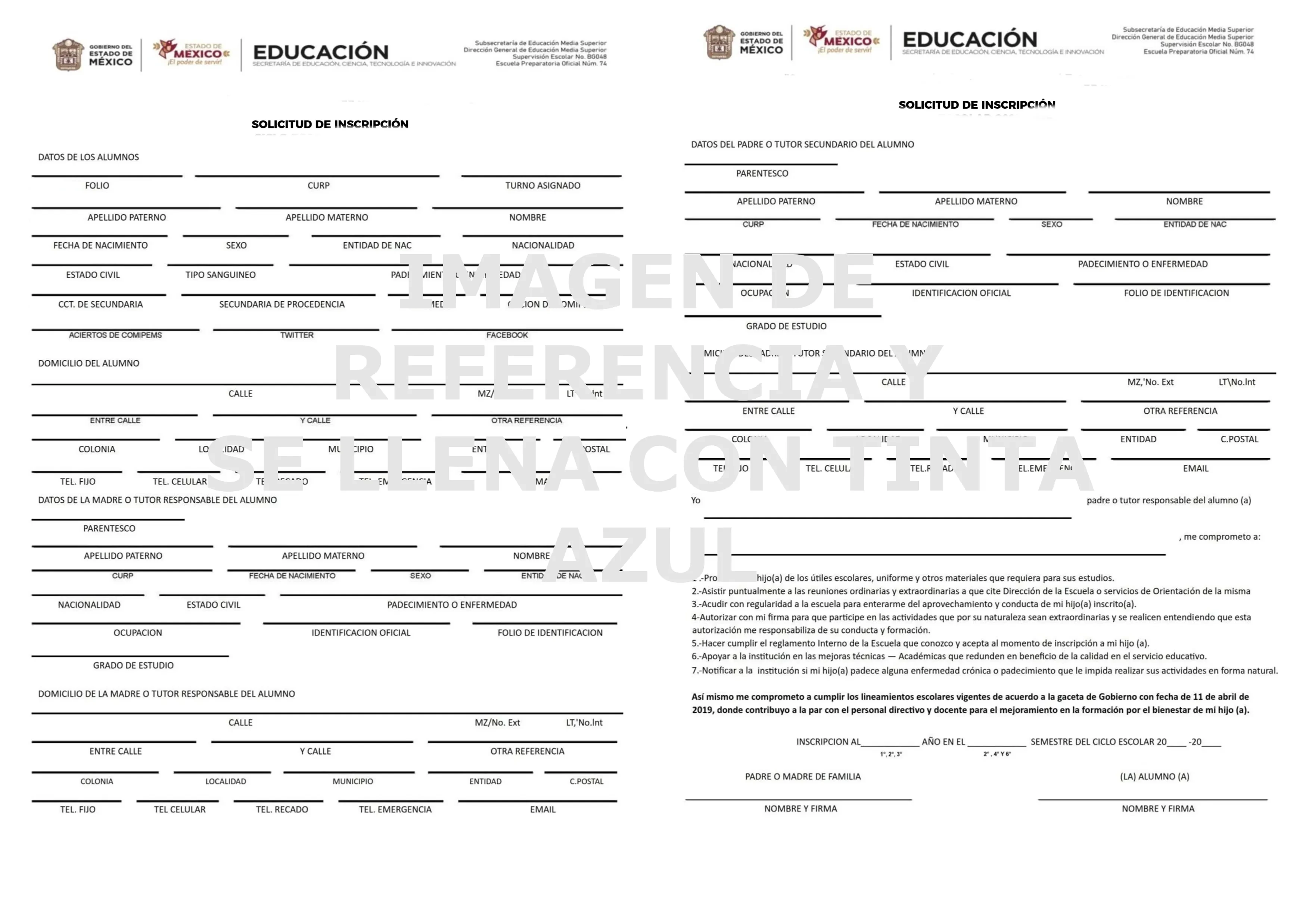 Formato de solicitud de inscripción